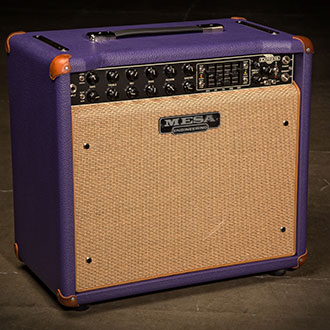 The custom covered Express 5:25+ in Purple Bronco Vinyl with Tan Jute Grille